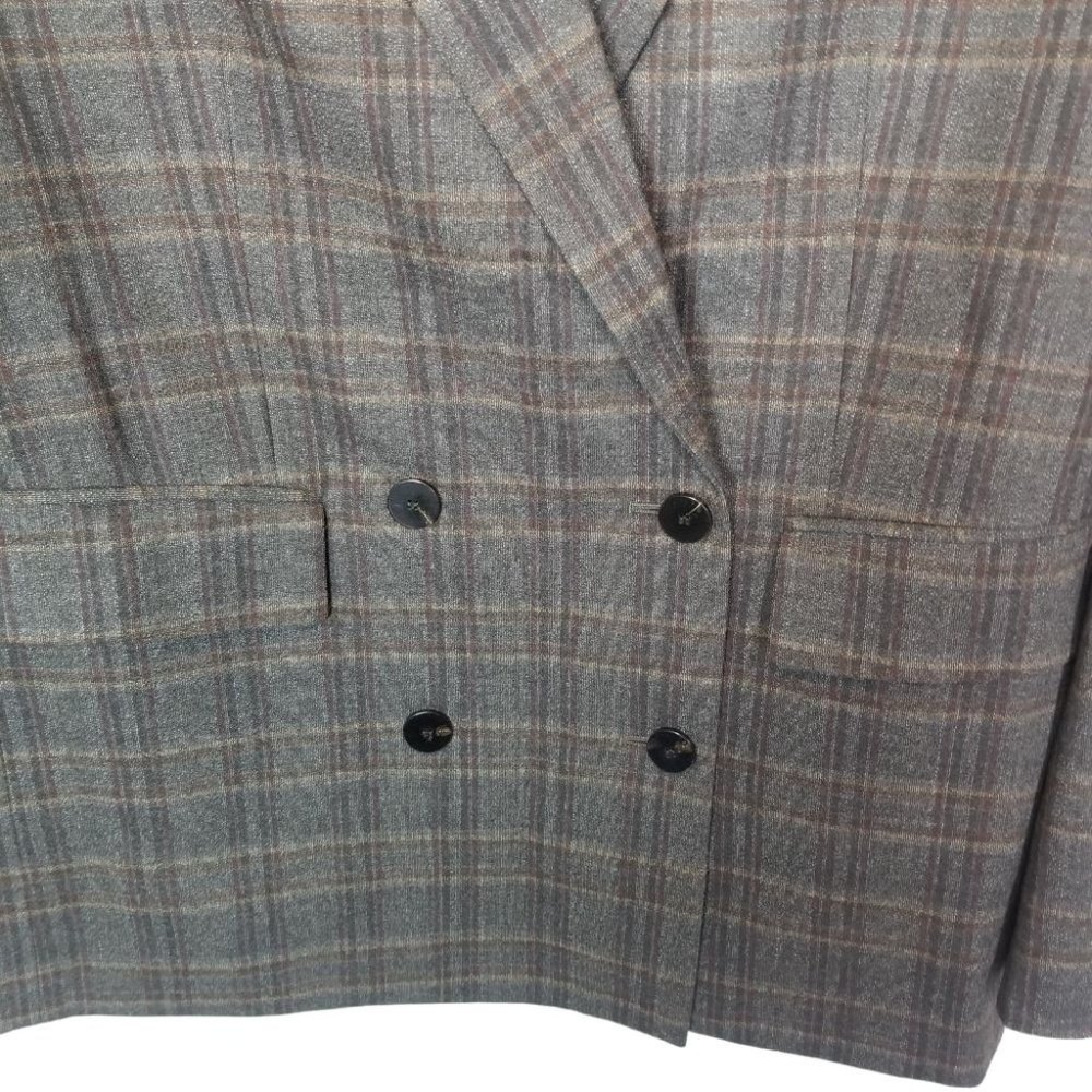Theory Womens 6 Brown Griffin Plaid Double Breaste - Picture 4 of 11